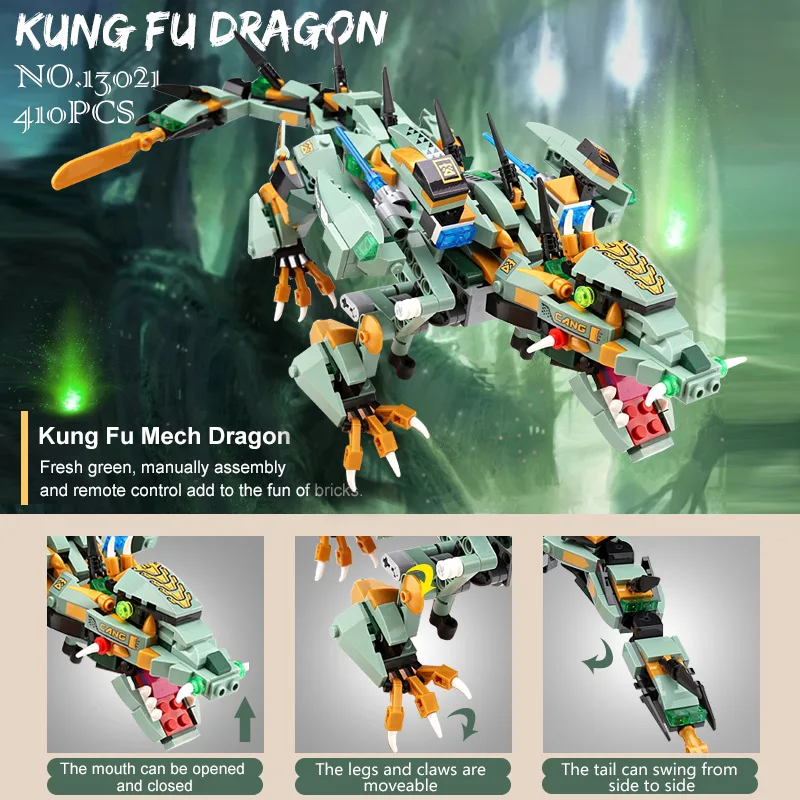 Yeshin 13018 13019 13021 13022 Thunder Dragon Storm Lord Dragon Dragon Război Kungfu Dragon Set De Blocuri Caramizi Copil Jucării