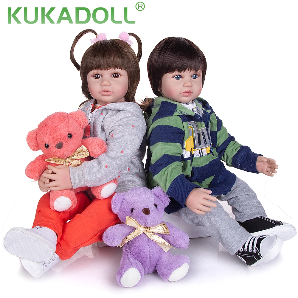 KUKADOLL 24 Inch Renăscut Copii Papusi Gemeni Corpul de Pânză Umplute Bebe Renăscut Silicon Boneca Pentru Copii Cadouri Playmate