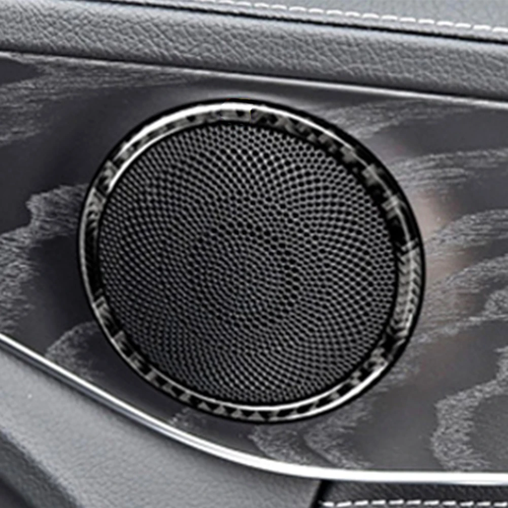 Fibra de Carbon Mașină de Usi de interior Vorbitor Inel Garnitura Difuzor Sticker Decor Pentru Mercedes Benz C Class W205 C180 C200 C300 GLC260