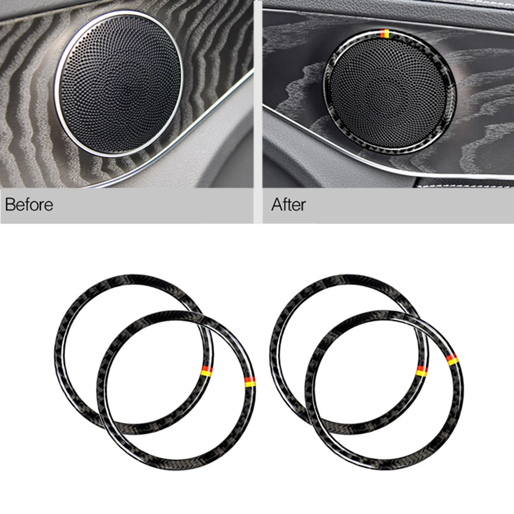 Fibra de Carbon Mașină de Usi de interior Vorbitor Inel Garnitura Difuzor Sticker Decor Pentru Mercedes Benz C Class W205 C180 C200 C300 GLC260
