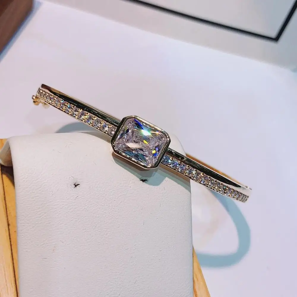 HIBRIDE de Primăvară la Modă de Lux care pot fi Stivuite Declarație Brățară pentru Femei Nuntă Plină de Cubic Zircon Cristal Dubai Bratari Bijoux B-48