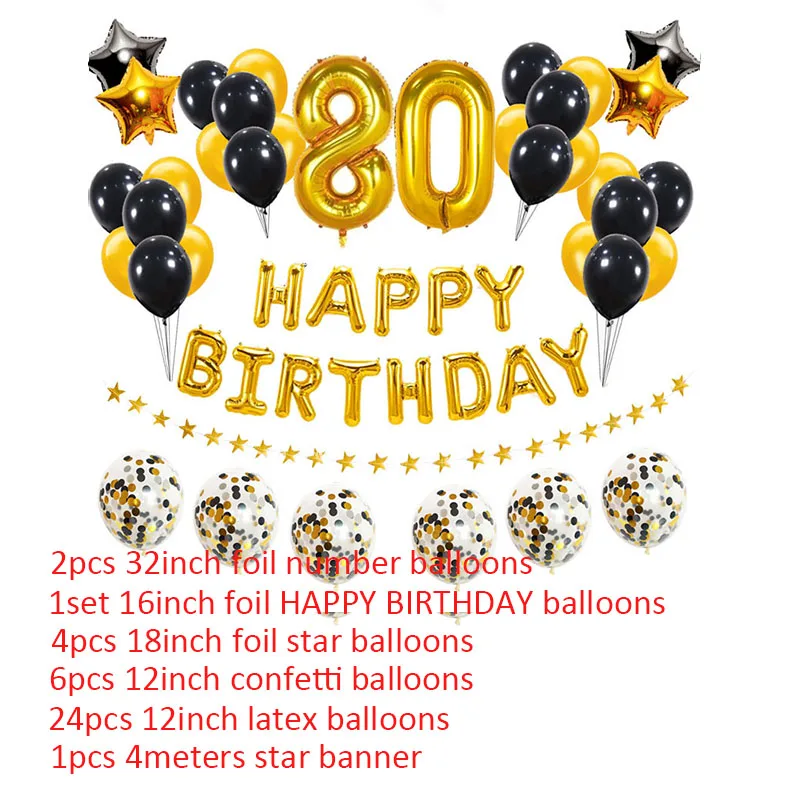 38pcs Număr de 80 de Ziua de naștere a Crescut de Aur Baloane 80-a zi de Naștere Fericită Petrecere Decoratiuni 18 Ani Barbat Femeie Consumabile