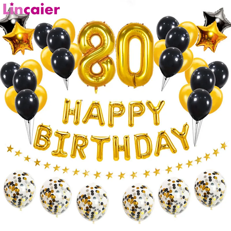 38pcs Număr de 80 de Ziua de naștere a Crescut de Aur Baloane 80-a zi de Naștere Fericită Petrecere Decoratiuni 18 Ani Barbat Femeie Consumabile