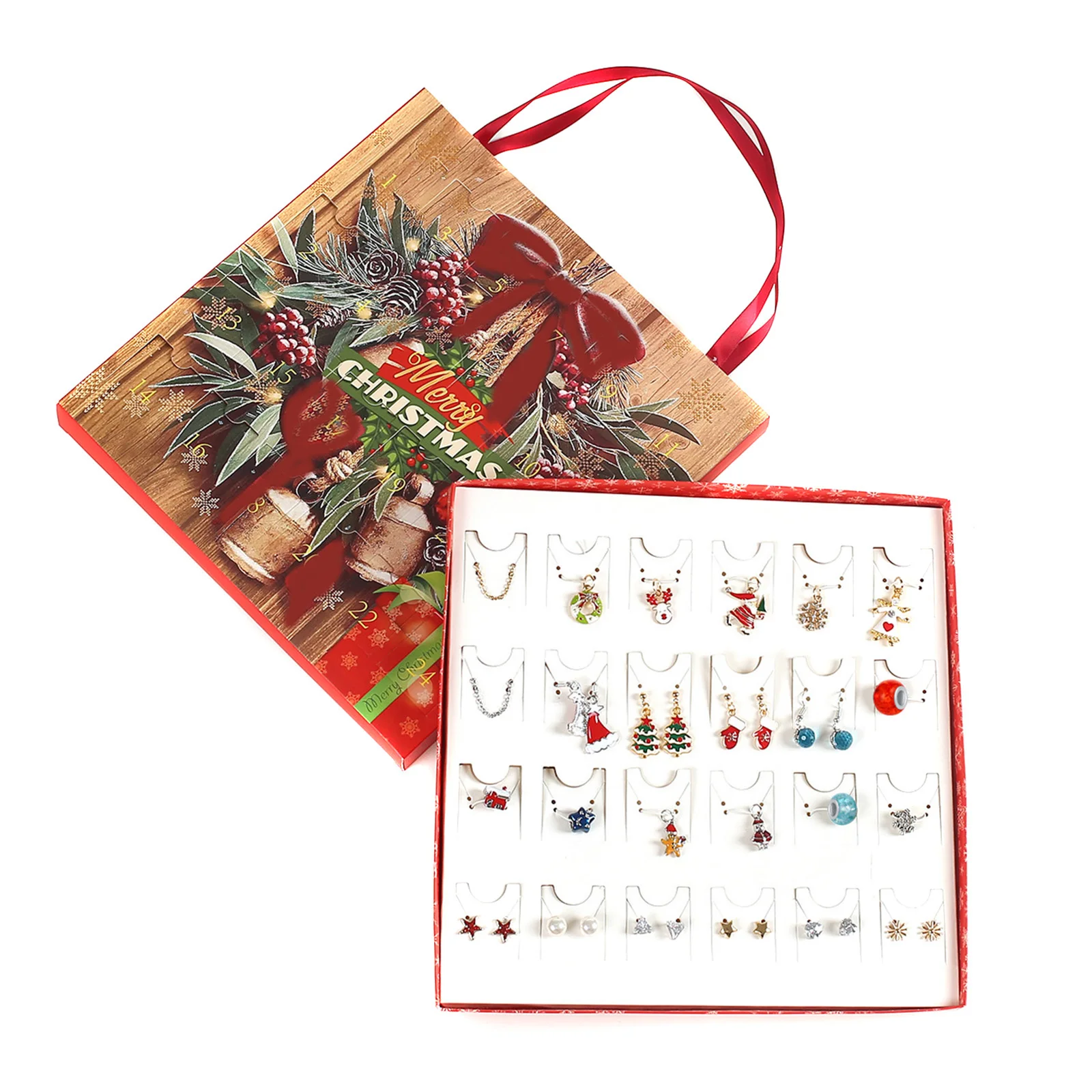 Crăciun Advent Calendar 2020 Fete Moda Bijuterii Farmecul Colier Cercei DIY de Crăciun Ornament Decor Mai bun Cadou pentru Fete