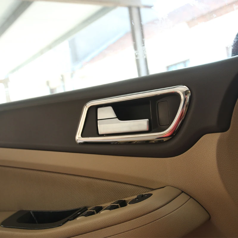Mânz de Ardere 4 Buc Interior din Oțel Inoxidabil Mâner de Ușă Cerc Trim Chrome Paiete Acoperire Autocolant pentru Ford Focus 2 Mk2 2009 - 2012