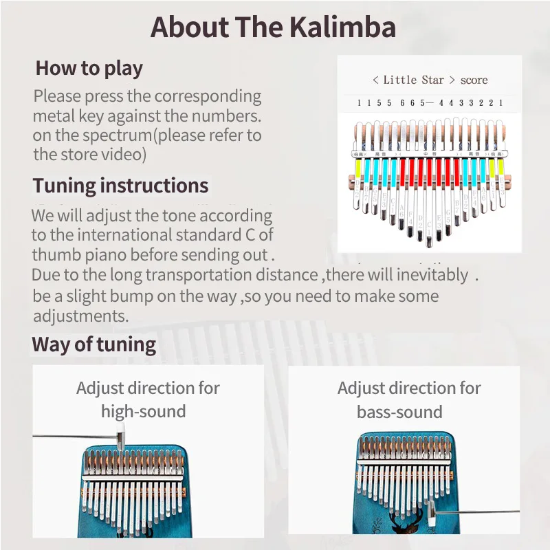 Qixingyue Kalimba 17 Taste Calimba Degetul Mare Pian Mbira Muspor Instrument Muzical De Înaltă Calitate, Corp Mahon Cu Accesoriu Ciocan