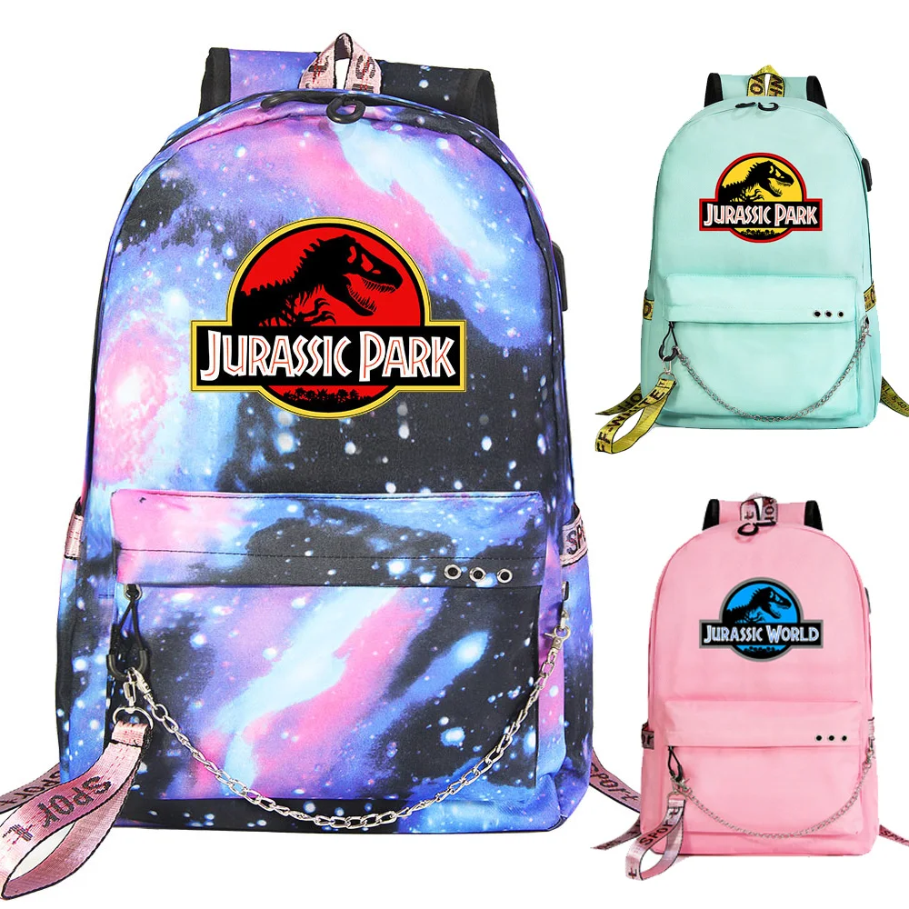Noul Jurassic Park Printuri Băieți și Fete, Copii de Școală geanta Femei USB Lanț Panza Rucsac Barbati Borseta Packsack Bookbag