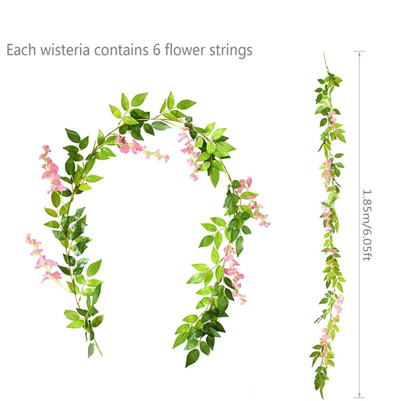 1.85 M Wisteria Artificiale Flori De Viță De Vie Ghirlanda Nunta Arc Decor Fals Plante Frunziș Rattan Trailing Flori Faux Ivy Perete