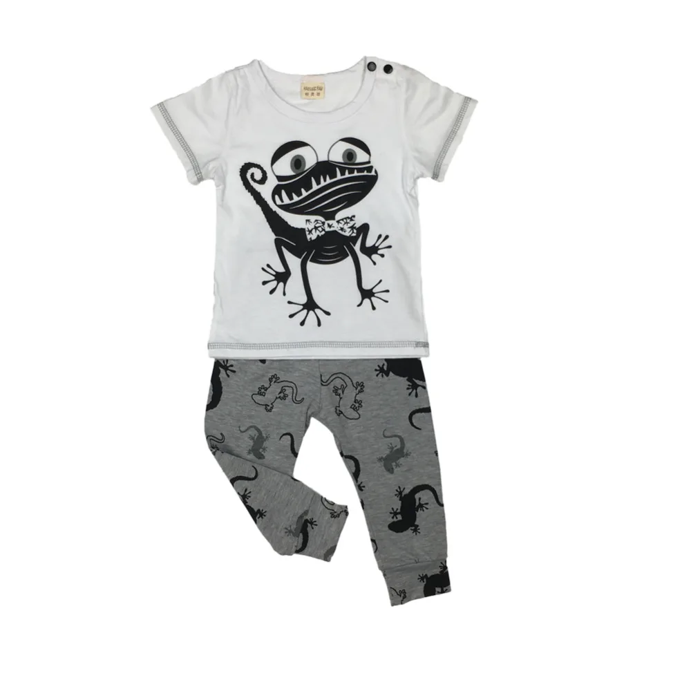 2020 moda de vara nou-născuți haine băiat copil desene animate gecko maneca Scurta tricou+pantaloni 2 buc nou-născut de îmbrăcăminte pentru Sugari set