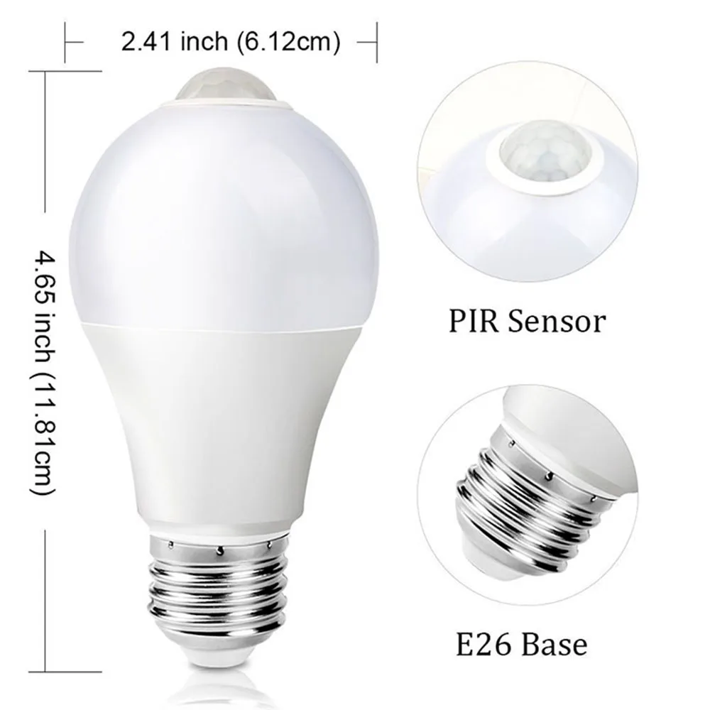 E26 E27 LED Senzor de Bec PIR 10W Mișcare de Economisire a Energiei 2700K Alb Cald 5700K Lumina de zi Culoare A60 Ușă Infraroșu Inducție