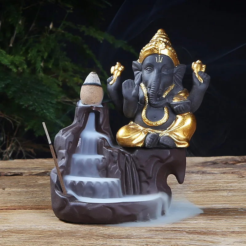 Elefant Ganesha Dumnezeu curgerea Înapoi cădelnița Lut Violet Budist Home Decor Arzător de Tămâie Lut Ceai de Companie Budda decorativo en-gros