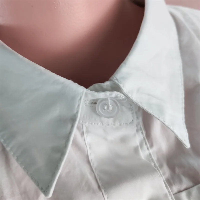 Femei Alb Bluze Camasi Casual Ruffes Buton-Up Mâneci Lungi Pierde Vara Eleganta Doamnelor Moda Famale Solid Noi Blusas 2021