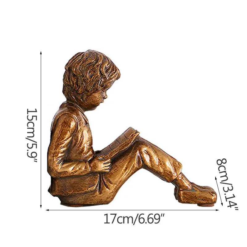 Strongwell Europene Retro Lectură Fată Băiat Sculptura Bookend Birou, Cameră Decor Rasina De Artizanat Carte Stea Acasă Decorare Cadouri