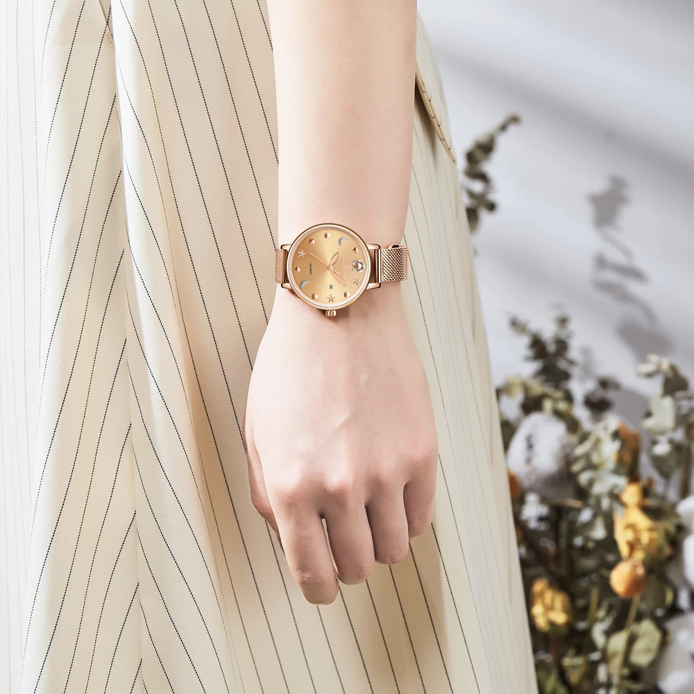 NAVIFORCE Cristal de Lux a Crescut de Aur Ceasuri Pentru Femei Cuarț Ceasuri de mana Doamnelor Brățară Fată Ceas de Ceas Relogio Feminino