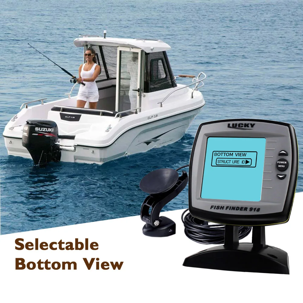 LUCKY Fish Finder FF918-180S prin Cablu Traductor Senzor Fishfinder 45 de Grade Echo LCD Pește Localizare Barca de Pescari Pește Detector