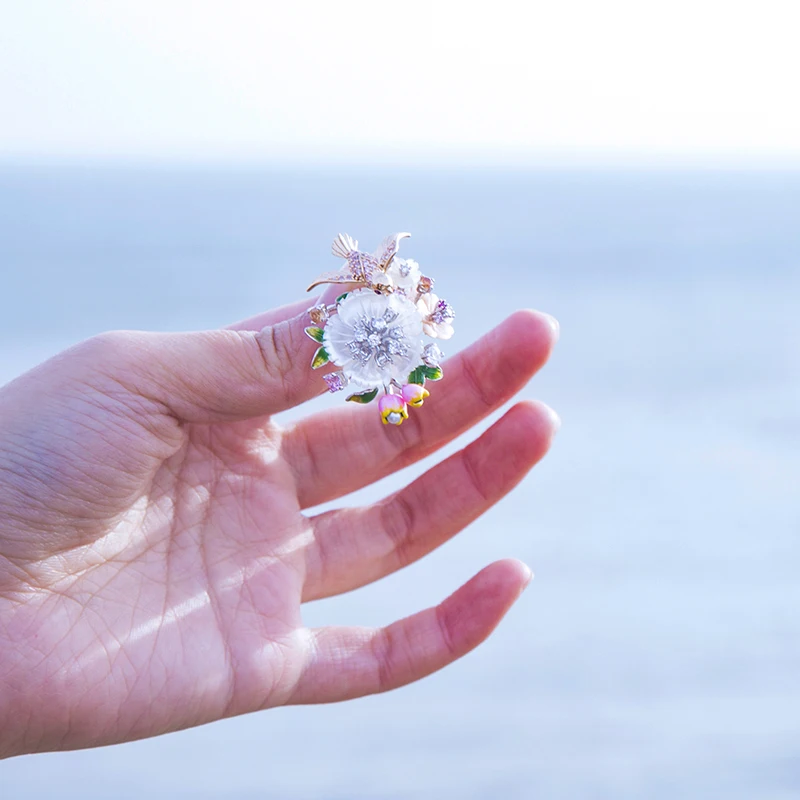 Vanssey Moda Bijuterii Floare Pasăre Naturale Mama de Perla Shell Email Cubic Zirconia Cercei Accesorii pentru Femei 2019 Noi