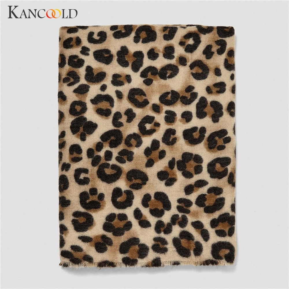 KANCOOLD Esarfa Femei de Moda de Iarnă Caldă Leopard Imprimate Lung Șal de Lână Moale Eșarfă Gât Lung de Înaltă calitate eșarfă Bărbați 2018Nov6