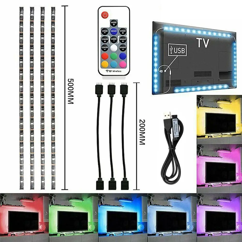 Laptop Benzi de Lumină LED Culori Schimbă 5V RGB TV Schimbătoare de Fundal cu LED Banda de Lumina cu Telecomanda IR Decor Acasă