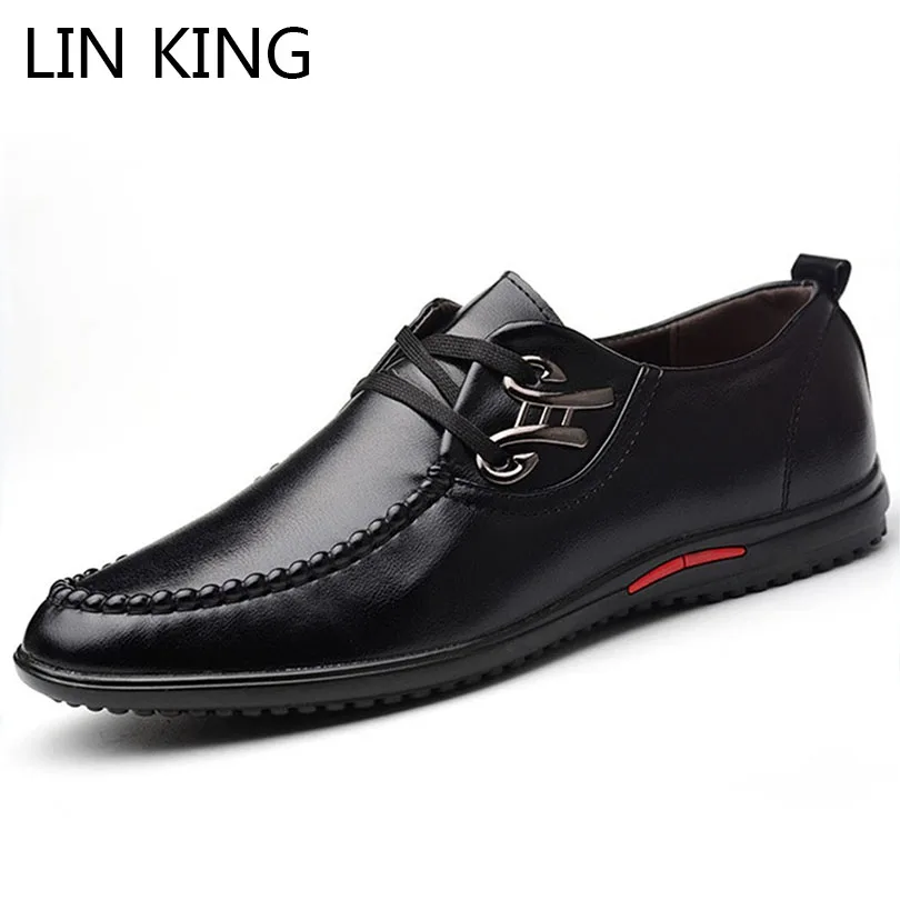 LIN KING de Agrement Barbati din Piele Pantofi Birou de Afaceri Casual Pantofi Respirabil Dantela Sus Pantofi Mocasin Lumină Moale Mocasini Pentru bărbați