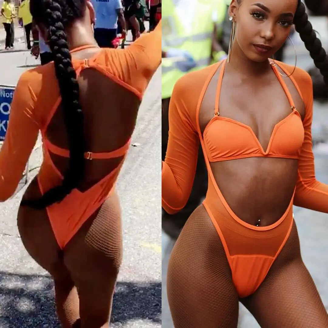 2019 Noi Femei cu Maneci Lungi Mesh Bikini Set Plaja Solid V-Neck Crop Topuri Tricou, costume de Baie, Costume de baie, S-XL