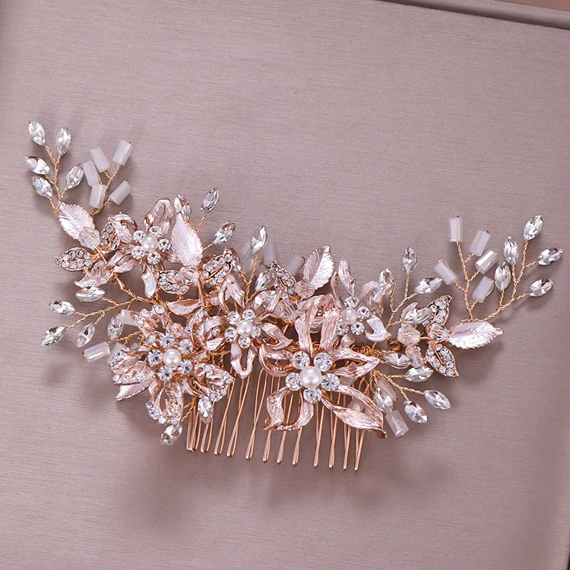 Metal auriu Cristal Pearl Piepteni de Păr Bijuterii, Diademe de Noiva Diadema Mireasa pentru Păr Bijuterii Femei Nunta Accesorii de Par