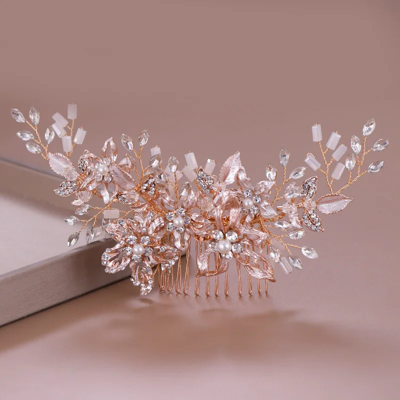 Metal auriu Cristal Pearl Piepteni de Păr Bijuterii, Diademe de Noiva Diadema Mireasa pentru Păr Bijuterii Femei Nunta Accesorii de Par