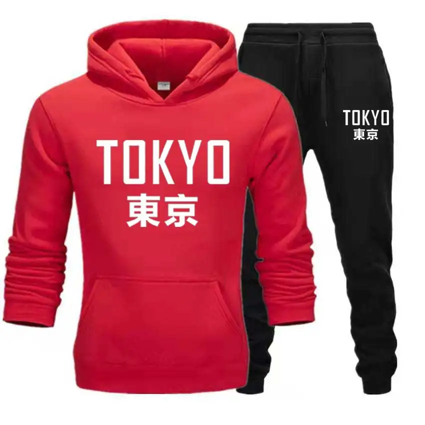 Tokyo Imprimare Bărbați Seturi de Sport Japonez hanorac+Pantaloni Streetwear Pulover de trening Casual hoodie set picătură de transport maritim haine barbati
