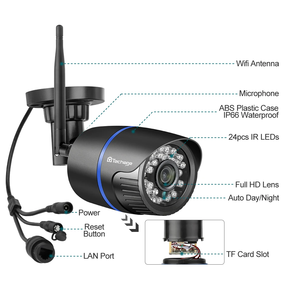 Techage 2MP Camera IP Wireless 1080P Exterior Impermeabil WiFi Camera de Securitate de Înregistrare Audio P2P Video de Supraveghere CCTV aparat de Fotografiat