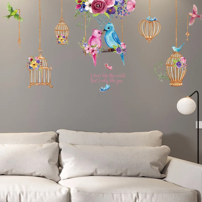 Păsări colorate Autocolante de Perete Colivie Home Decor pentru Living Dormitor Camera Copiilor Creative Decalcomanii de Perete