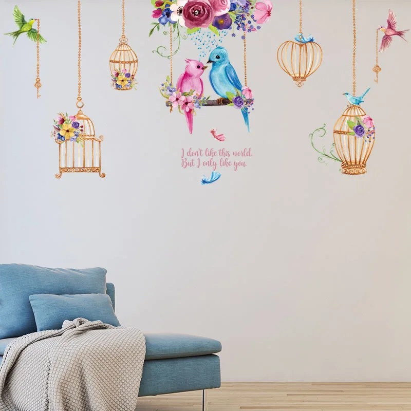 Păsări colorate Autocolante de Perete Colivie Home Decor pentru Living Dormitor Camera Copiilor Creative Decalcomanii de Perete