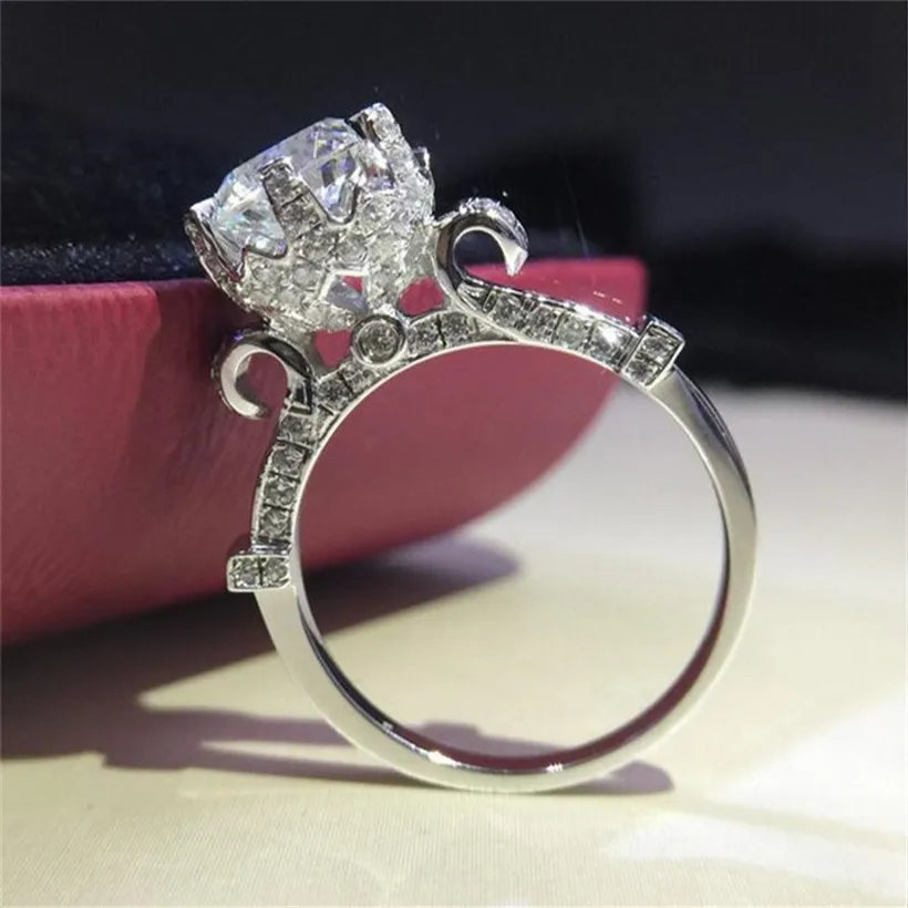 Real Solid 925 Inele de Argint pentru Femei design unic Flori 6ct de Logodna cu Diamant Inel de Nunta Bine de piatră prețioasă de Bijuterii