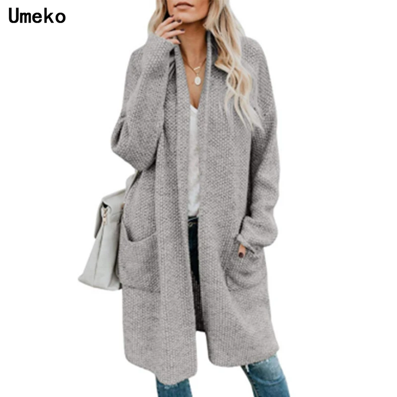 Umeko 2020 Toamna și Iarna Moda pentru Femei Boho Largi Tricotate Casual Cearșaf de Culoare Pură Cardigan Pulover Mantie Duster Uza