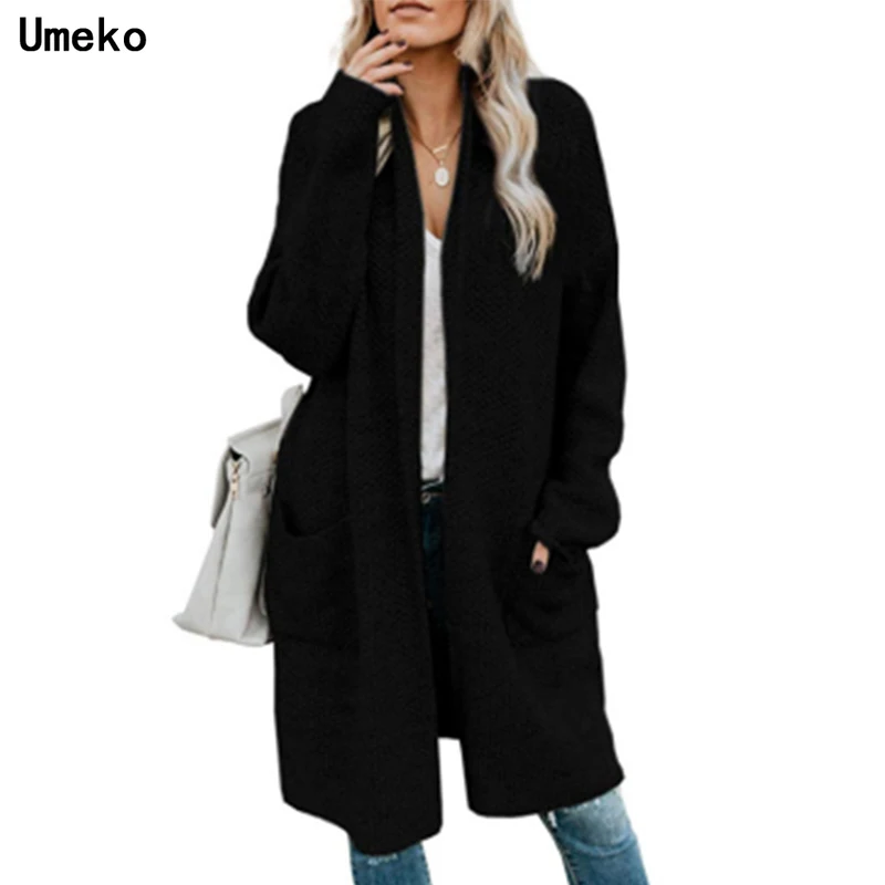 Umeko 2020 Toamna și Iarna Moda pentru Femei Boho Largi Tricotate Casual Cearșaf de Culoare Pură Cardigan Pulover Mantie Duster Uza