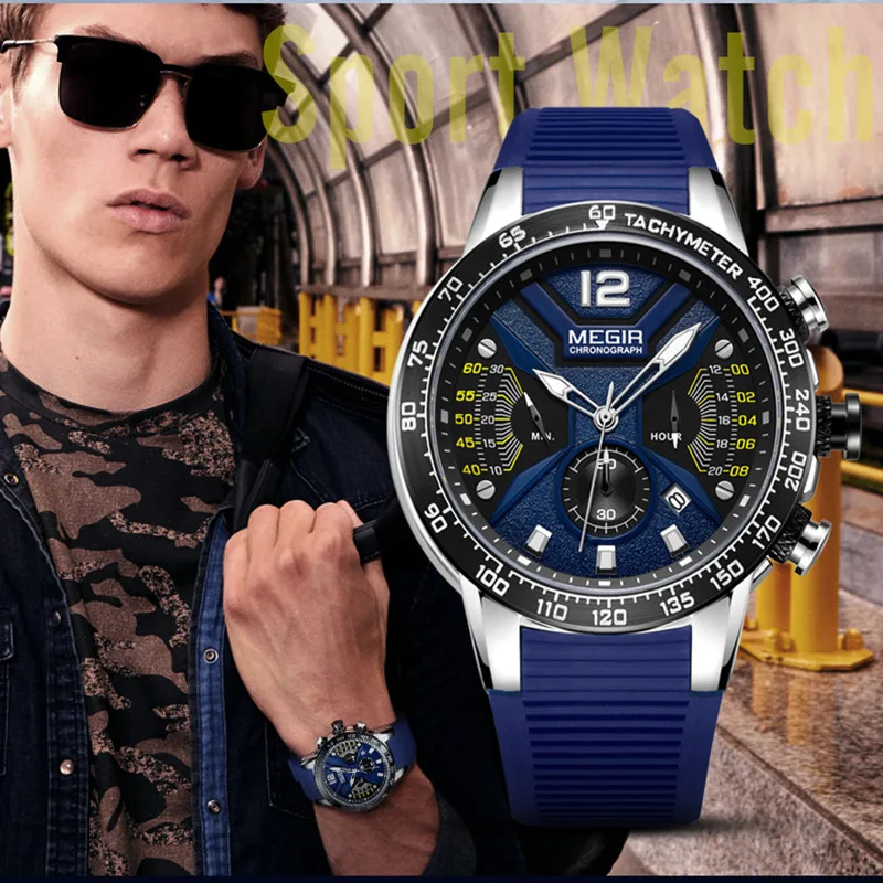 Moda Cuarț Ceasuri Indicator Luminos Ceas Relogio Masculino Megir Brand de Top Sport Bărbați Ceas Multi-funcția de Cronograf