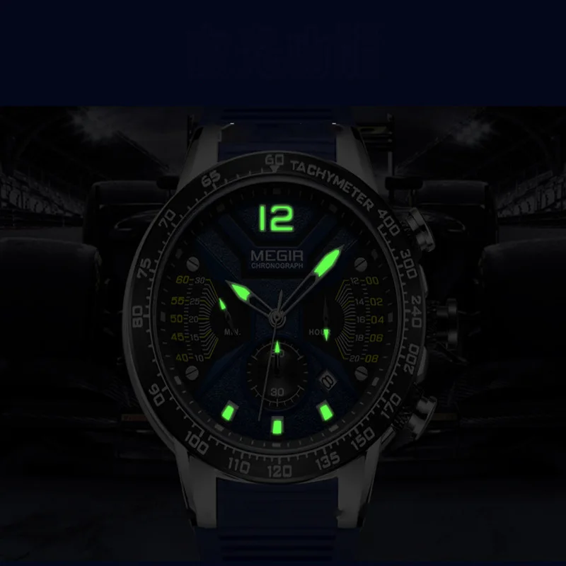 Moda Cuarț Ceasuri Indicator Luminos Ceas Relogio Masculino Megir Brand de Top Sport Bărbați Ceas Multi-funcția de Cronograf