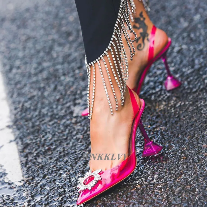 2020 cupa de cristal pompe de Toc Femei Stras de Floarea-soarelui Sandale subliniat toe sandale Transparente din PVC Sexy rochie de Petrecere Pantofi