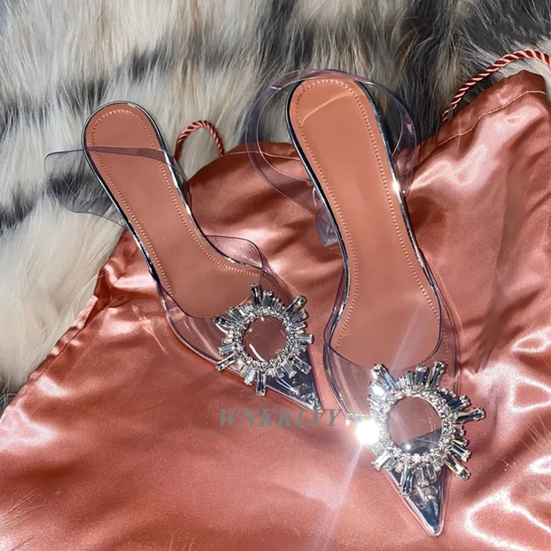 2020 cupa de cristal pompe de Toc Femei Stras de Floarea-soarelui Sandale subliniat toe sandale Transparente din PVC Sexy rochie de Petrecere Pantofi