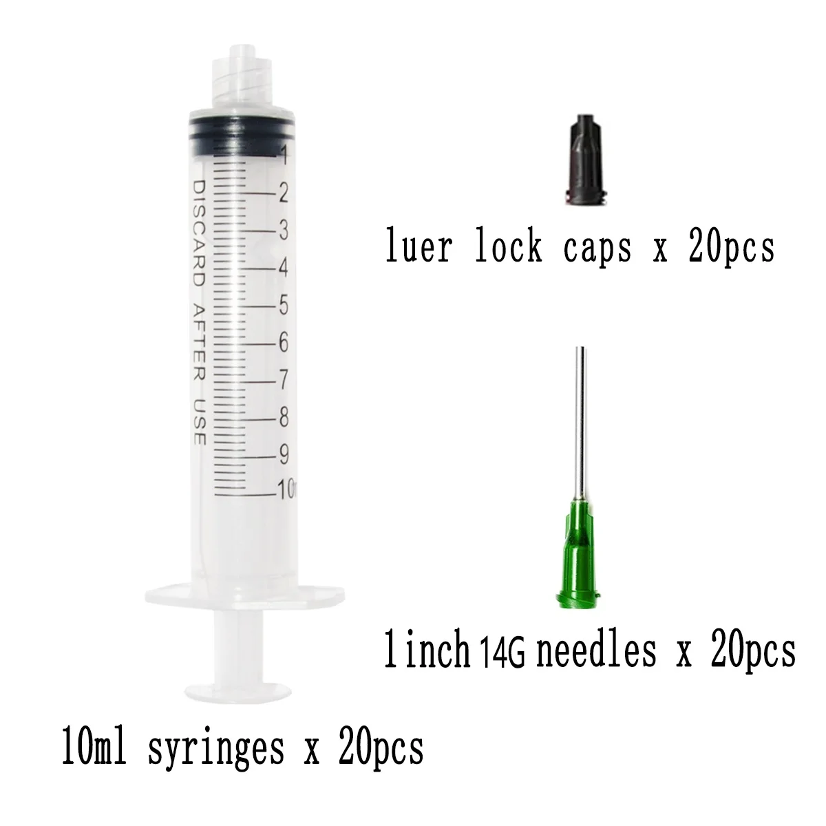 10ml Plastic Seringă cu Ac pentru Laborator și Utilizări Multiple injector Instrument,1 inch 14G Vârful Bont de Distribuire Ac cu luer lock