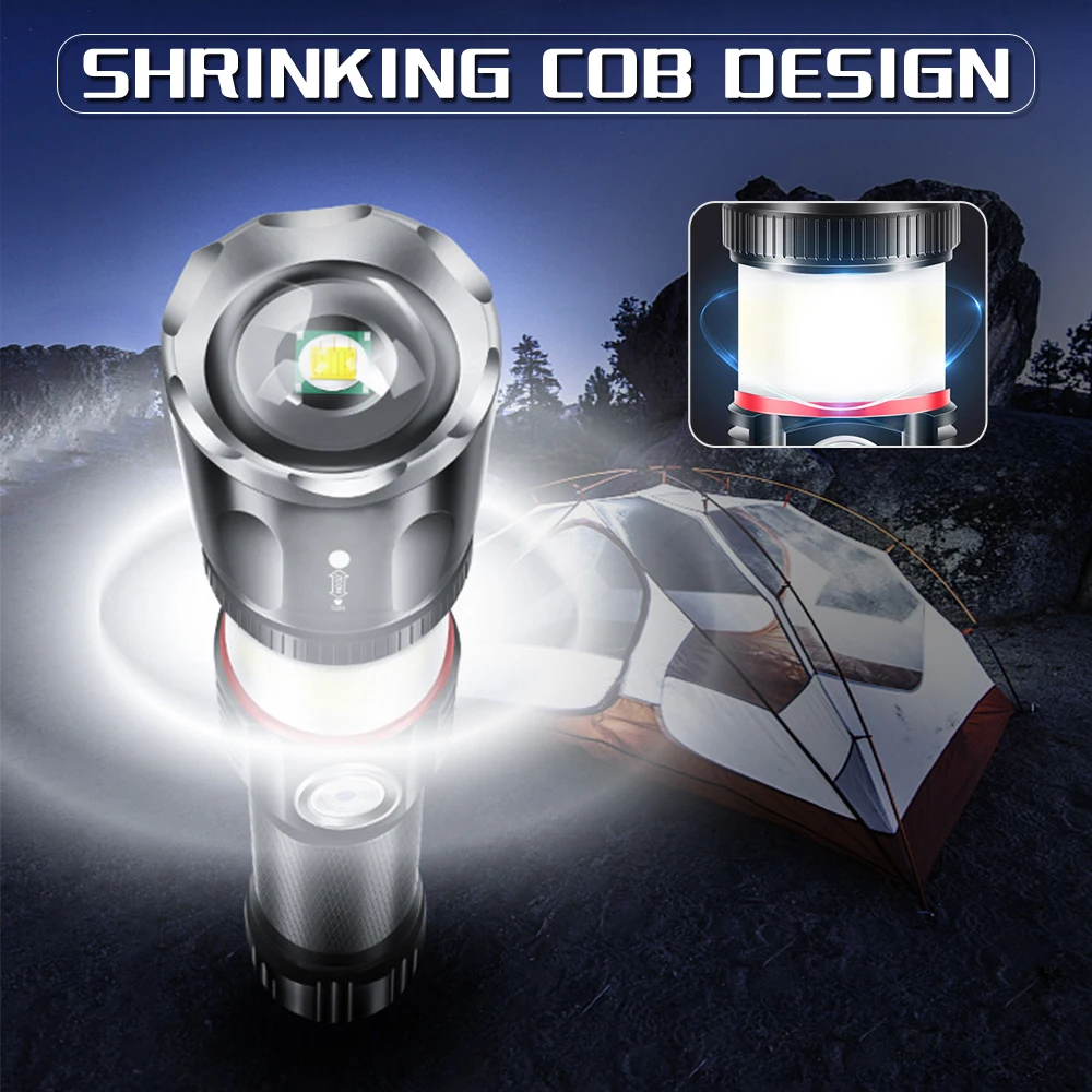 Încărcare USB High-end Lanterna LED din Jur COB lampă Coada magnet Suport de design zoom-L2 T6 4 moduri de Zoom Lanterna Vanatoare