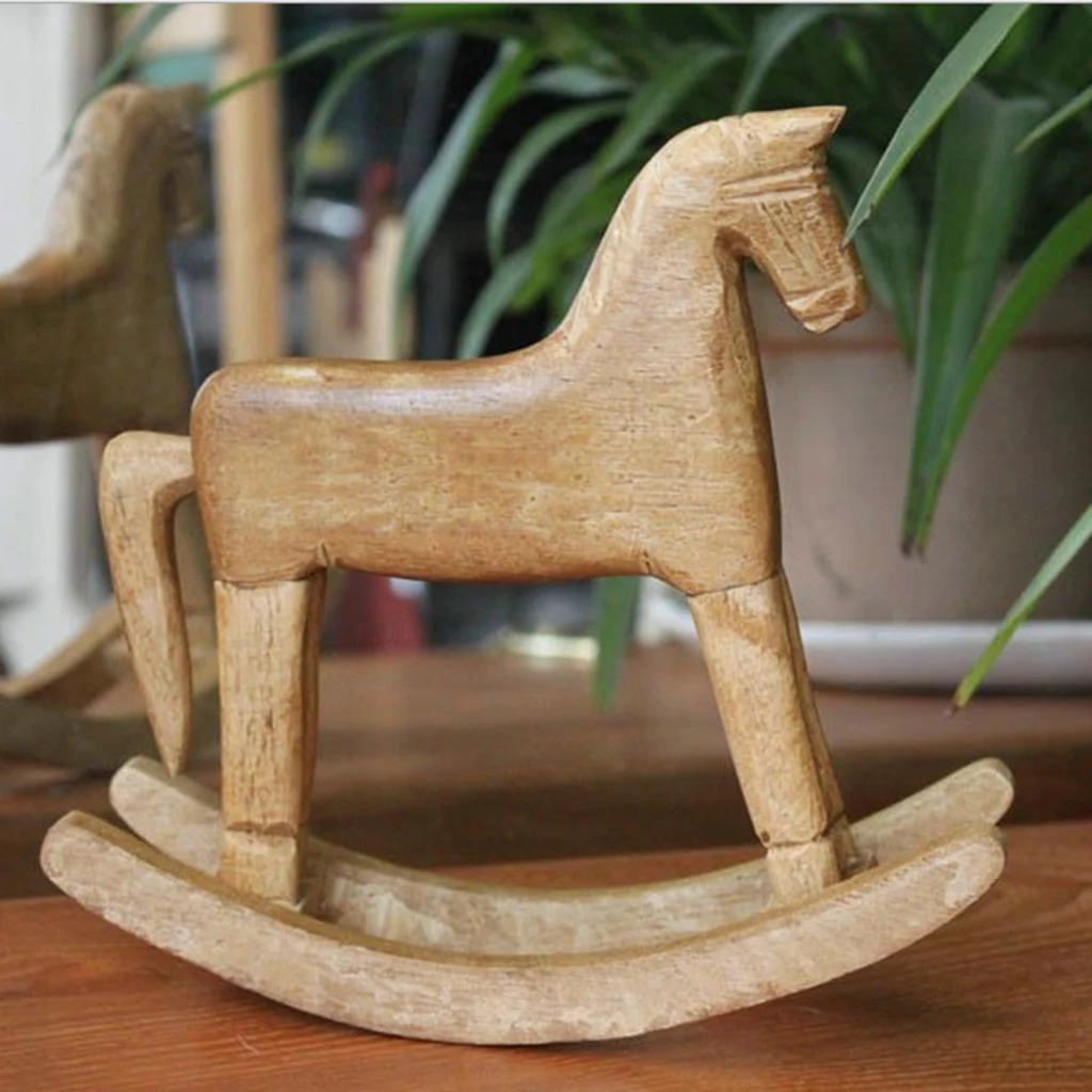 Stil Vintage Lemn Balansoar Cal Animal Decor Lemn Sculptat Ambarcațiuni Cal Alb, Figurine Decor Acasă