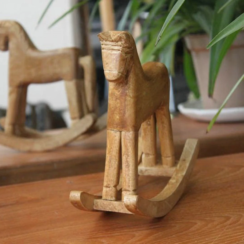 Stil Vintage Lemn Balansoar Cal Animal Decor Lemn Sculptat Ambarcațiuni Cal Alb, Figurine Decor Acasă