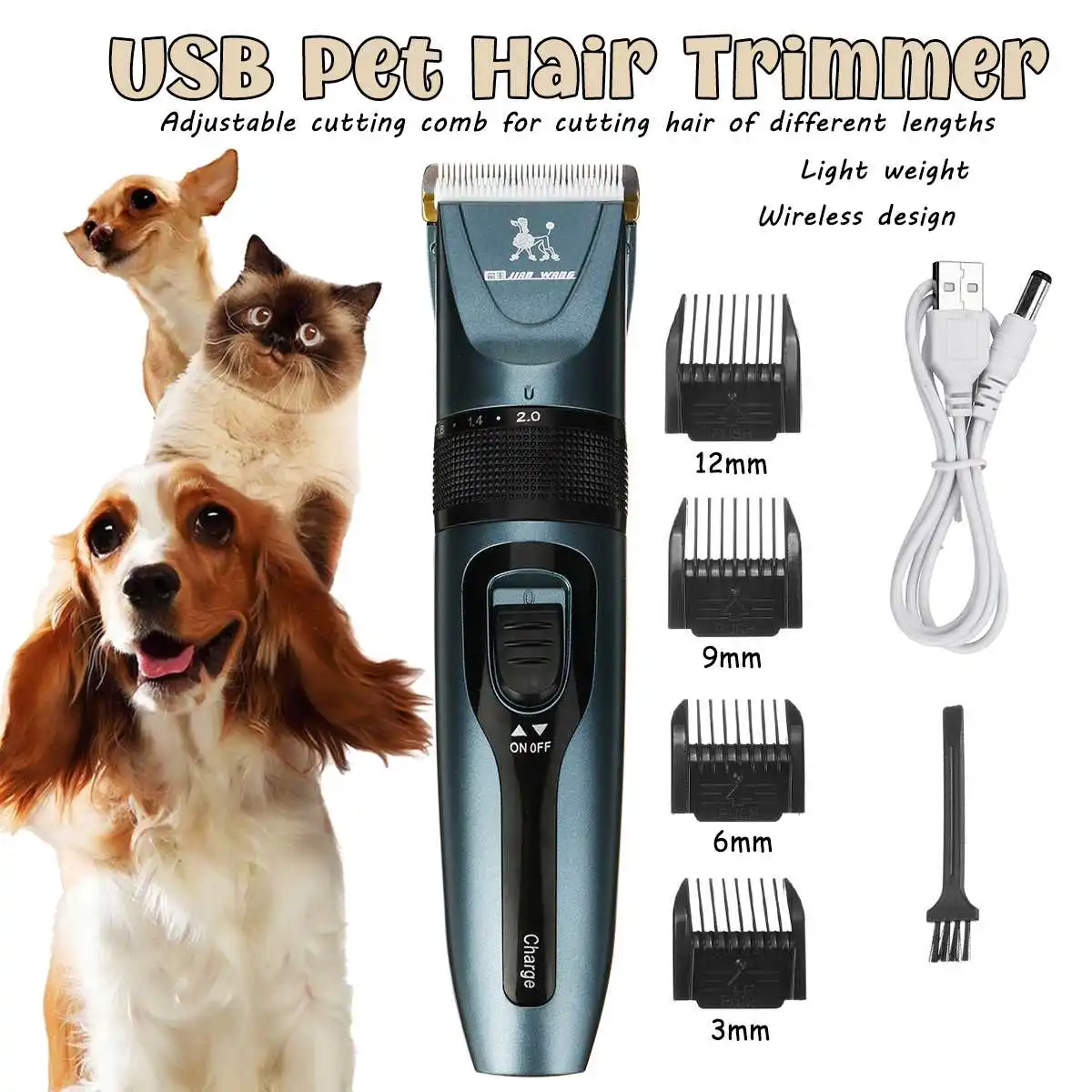 Profesionale USB Câine Tuns Trimmer Electric pentru animale de Companie Îngrijire Instrument Reîncărcabilă Cat aparat de Ras Tăietor de Păr de Câine Masina Tunsoare