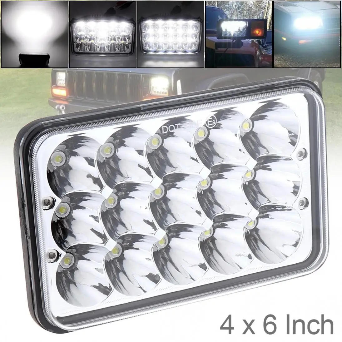 4X6 Inch, Faruri cu LED-uri Dreptunghiulare pentru Jeep Wrangler YJ, Cherokee XJ Camioane 4X4 Offroad Far