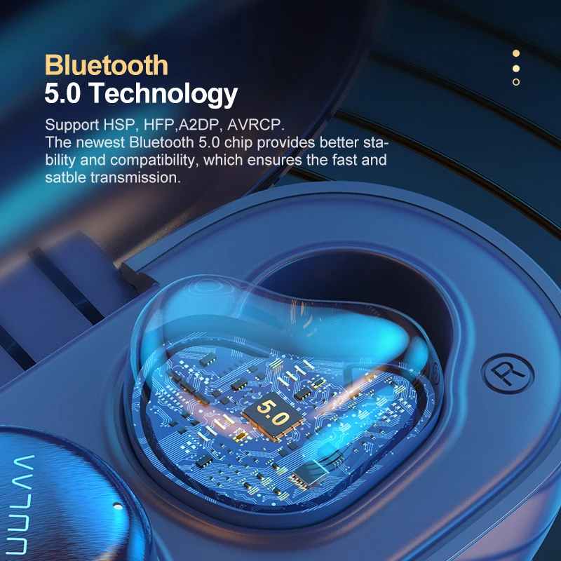 KUULAA TWS de Amprente Touch Căști Bluetooth,Dublu Bobina se Deplasează HD Stereo Căști fără Fir,Anulare Zgomot Gamer Cască