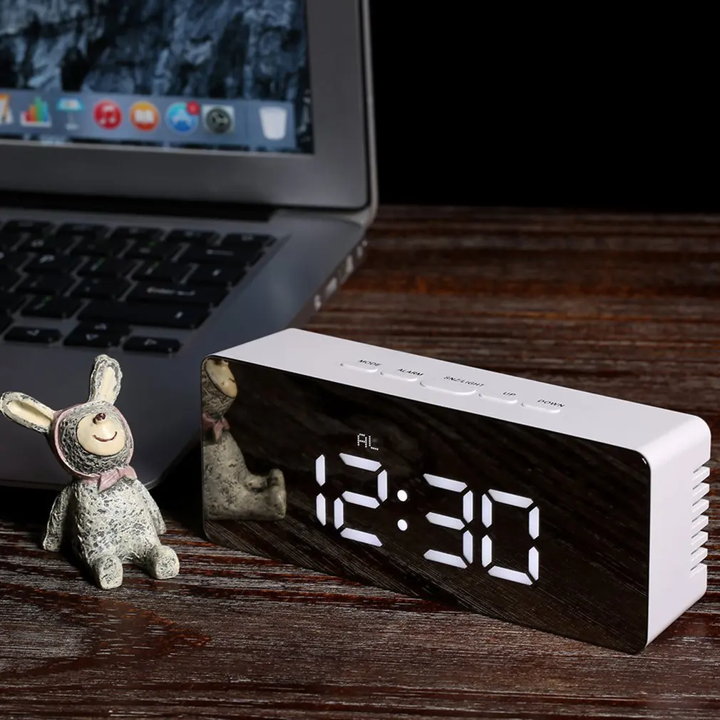 Led Oglindă Ceas Deșteptător Digital Snooze Ceas De Masa Cu Alarma Ceas Electronic Lumină Mare De Timp De Afișare A Temperaturii Ceas