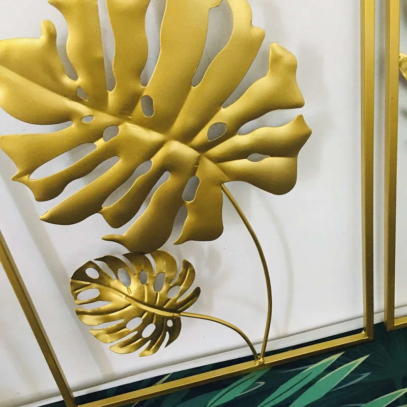 [VIP] de Vânzare Fierbinte Creative Golden Leaf Fier Forjat Perete Pandantiv Acasă Decorare Camera de zi Dormitor Canapea Fundal pictura Murala de Perete