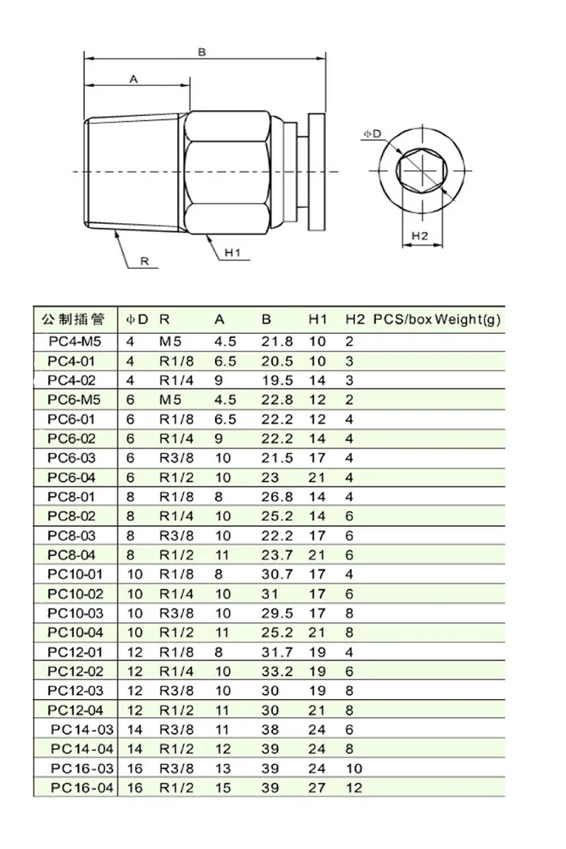 Noi 30buc BSPT 8mm la 1/4' Pneumatice Conectori de sex masculin direct one-touch accesorii PC8-02