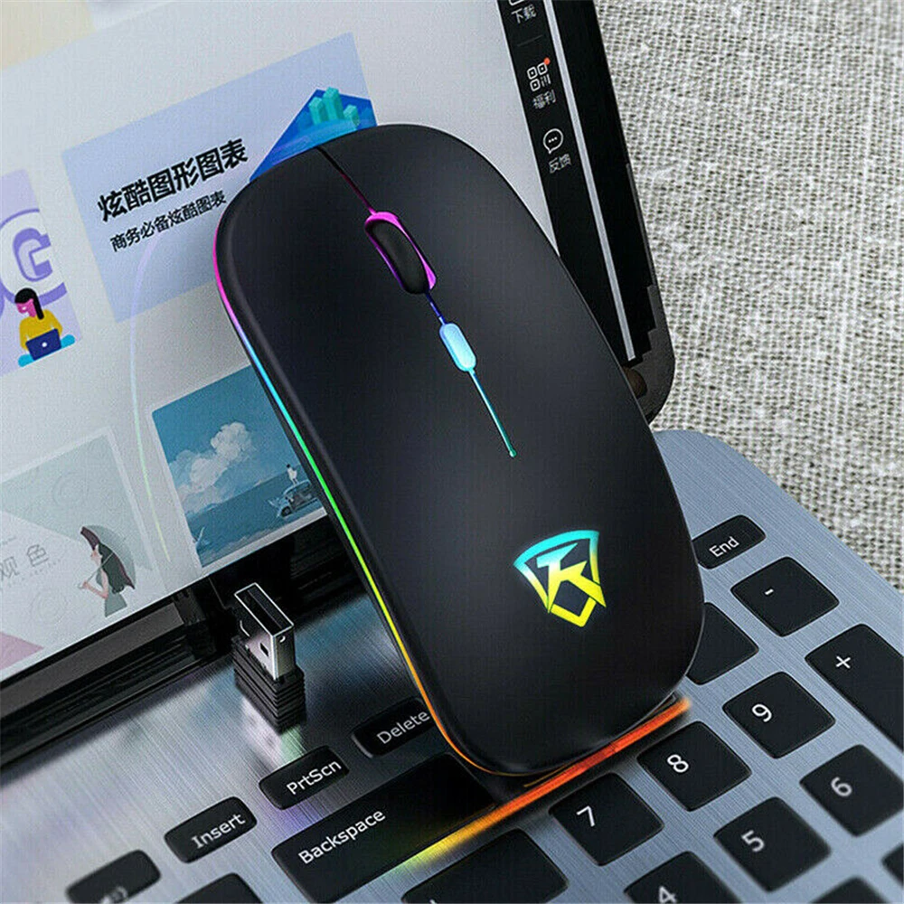 Mouse-ul fără fir RGB Mouse-ul Mouse de Calculator Ergonomic Tăcut Mause Reîncărcabilă Subțire Luminos Optic USB 2.4 GHz Soareci Pentru Laptop PC