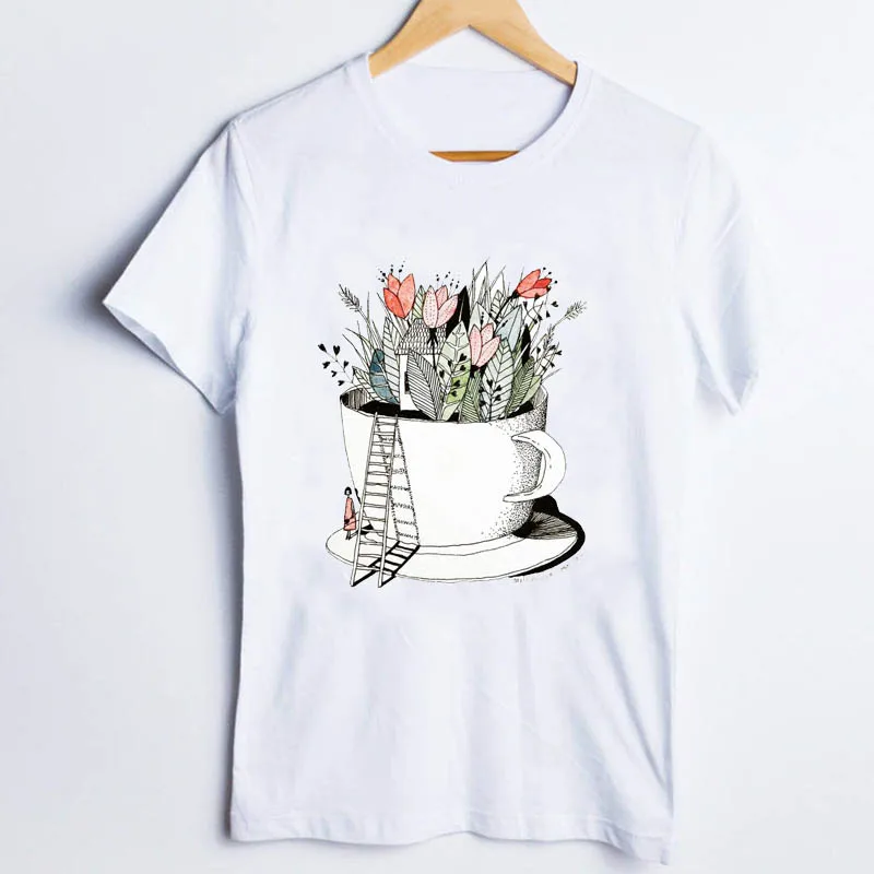 Teuri pentru Femei de Imprimare Acuarelă Florale Flori Stil Elegant Doamnelor Tricou Haine Doamna Topuri de Îmbrăcăminte de sex Feminin Femei T-Shirt