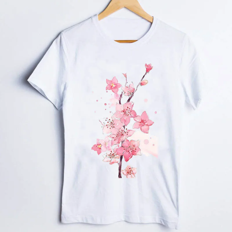 Teuri pentru Femei de Imprimare Acuarelă Florale Flori Stil Elegant Doamnelor Tricou Haine Doamna Topuri de Îmbrăcăminte de sex Feminin Femei T-Shirt